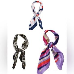 3pack Women’s Versatile elegant Satin look neck purse bag twilly Scarf accessory